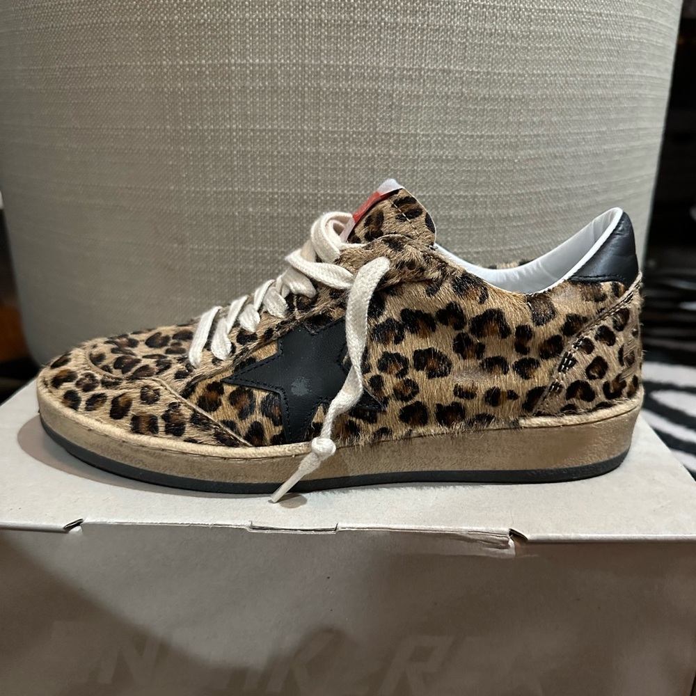 Golden Goose Ball Star Leopard Horsy calf hair